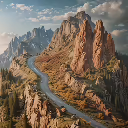 a small road running through a large mountain