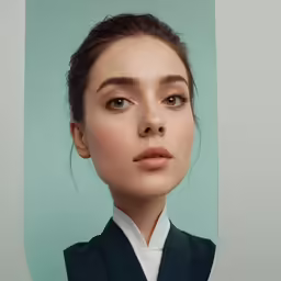 a woman looking up and to the side