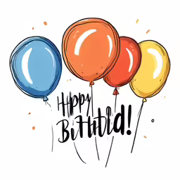 colorful balloons that say happy birthday with an orange blue green yellow and orange balloon