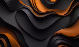 an abstract pattern of wavy shapes made out of orange and black material