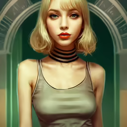 a digital drawing of a blonde haired woman