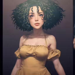 a digital image of a woman wearing curly hair