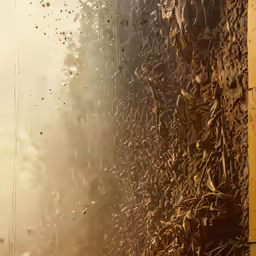 a road that is covered in rain by a street light