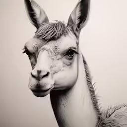 the very close up photo shows a llama