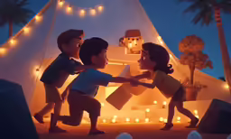 a cartoon image of a group of people holding hands
