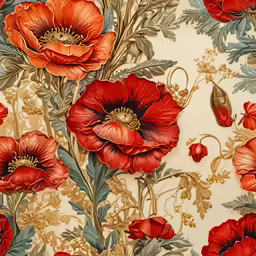 an ornate flower pattern is shown on the walls