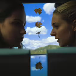 two girls with their mouths open looking at each other