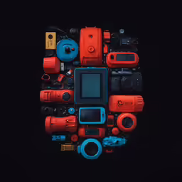 a group of different electronics arranged in a circle