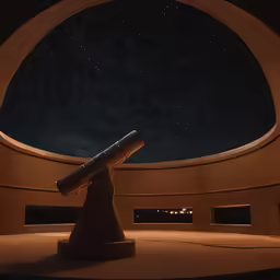 a telescope is shown in a circular window