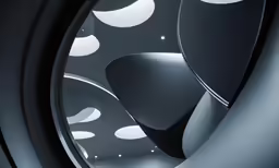 a circular mirror in the shape of a dome