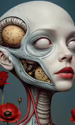 the woman is wearing multiple different clocks on her face