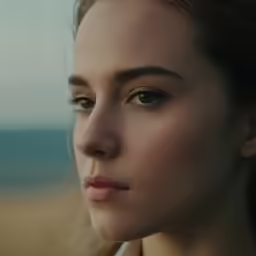 a close up of a person with brown hair and eyes