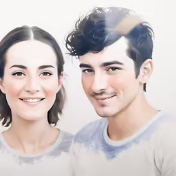 the man and woman are standing side by side