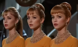 there is a woman with very long hair and earrings on