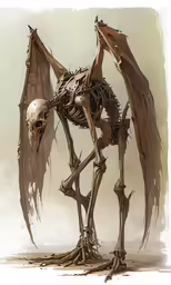 the skeleton has some large wings on it