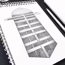 a drawing of an upward - based structure on paper
