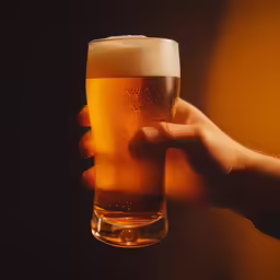 a person holding a glass with a drink inside of it