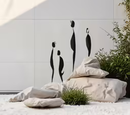 the mural on the wall is made up of people doing yoga
