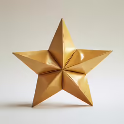 a gold star is standing in the middle of the floor