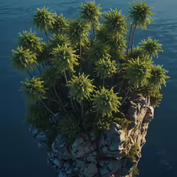 the small plant in the rock is next to the ocean