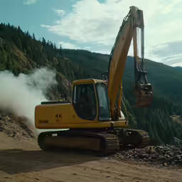 the back end of an excavator on the side of a mountain