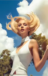the young blonde woman has very long hair