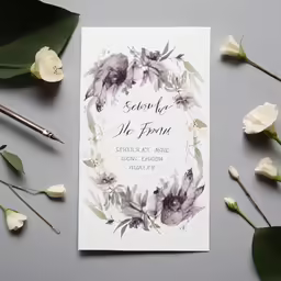 floral wreath save the date card on top of a white envelope