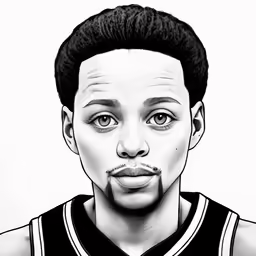 an artistic drawing of a young man in a black and white picture