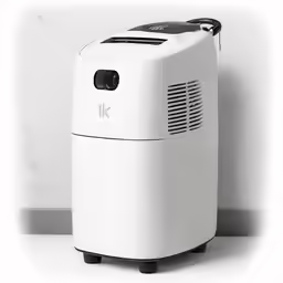 the front view of a portable air purigerator on white background