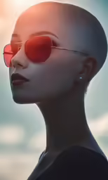 a female with glasses and hair styled like an alien