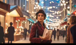 woman dressed in dark outfit on city street
