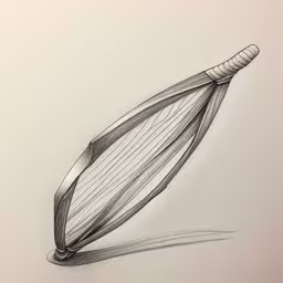 drawing with graphite on a sheet of paper,a drawing shows the shape and structure of an object,the pencil drawing shows the long tail of a plant,a drawing of a stalk with the end of it
