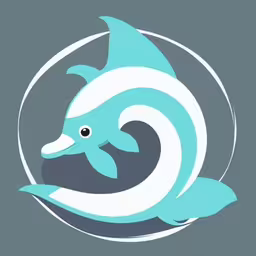 a dolphin that is floating inside of a circle,an abstract dolphin is depicted in the middle of a circular frame