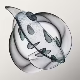 an abstract image of a saturn shaped object with drops on it
