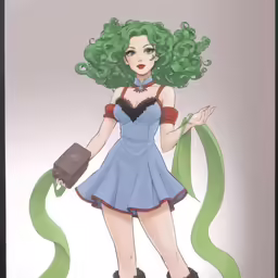 a digital drawing of a woman in a dress and gloves