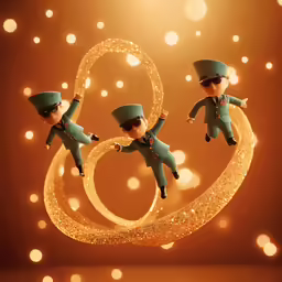 an image of some soldiers flying over a spiral