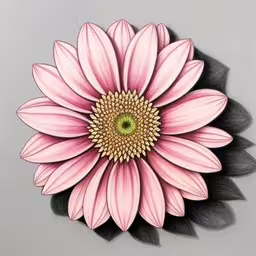 there is a flower that is pink and black,a drawing of a pink flower is shown