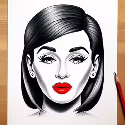 a close up of a drawing of a person with a hairdow,a woman with her eyes open drawing,a drawing of a woman