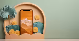 a phone is shown with blue flowers in the background