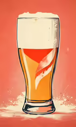 a painting of a glass with some liquid on it