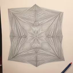 this is an artistic drawing that depicts a large star,a pencil drawing of a star pattern with an intricate edge