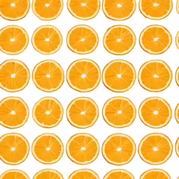 a series of orange slices, with white background