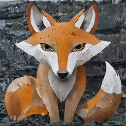 the small fox has very large orange eyes