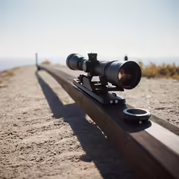 a long wooden rail with a camera on top of it