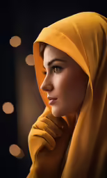 a beautiful young woman with a yellow scarf