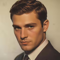 a man with short hair in a suit posing for a picture