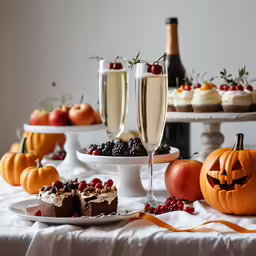 an assortment of desserts and treats displayed on a table