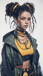 a woman with many twists in her hair