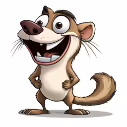 a cartoon wolf with big eyes and teeth smiling