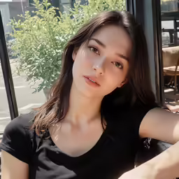 a young woman sitting in a bus looking down